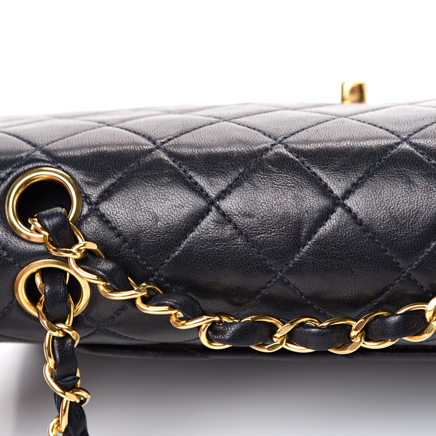 Lambskin Quilted Small Double Flap Navy