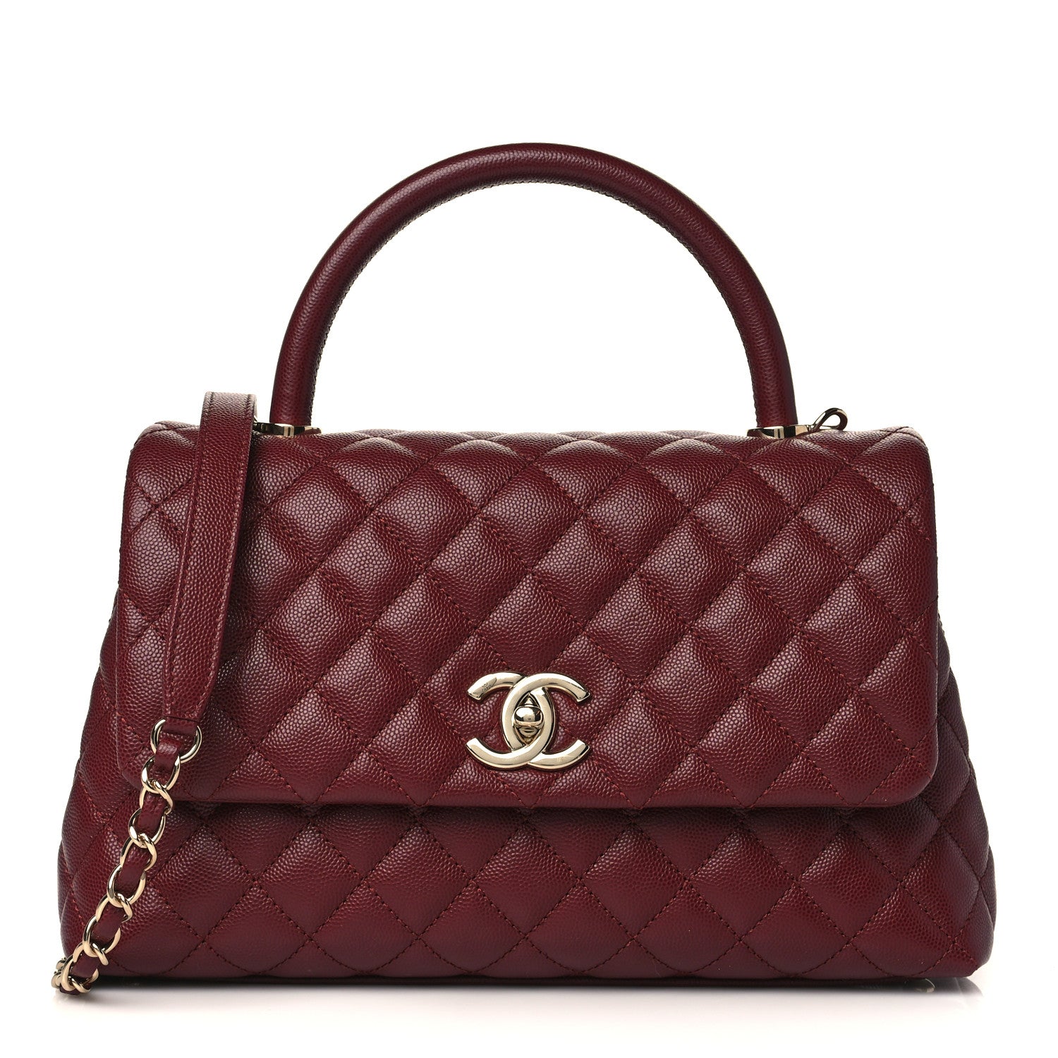 Chanel Caviar Quilted Small Coco Handle Flap Burgundy 1 of 9
