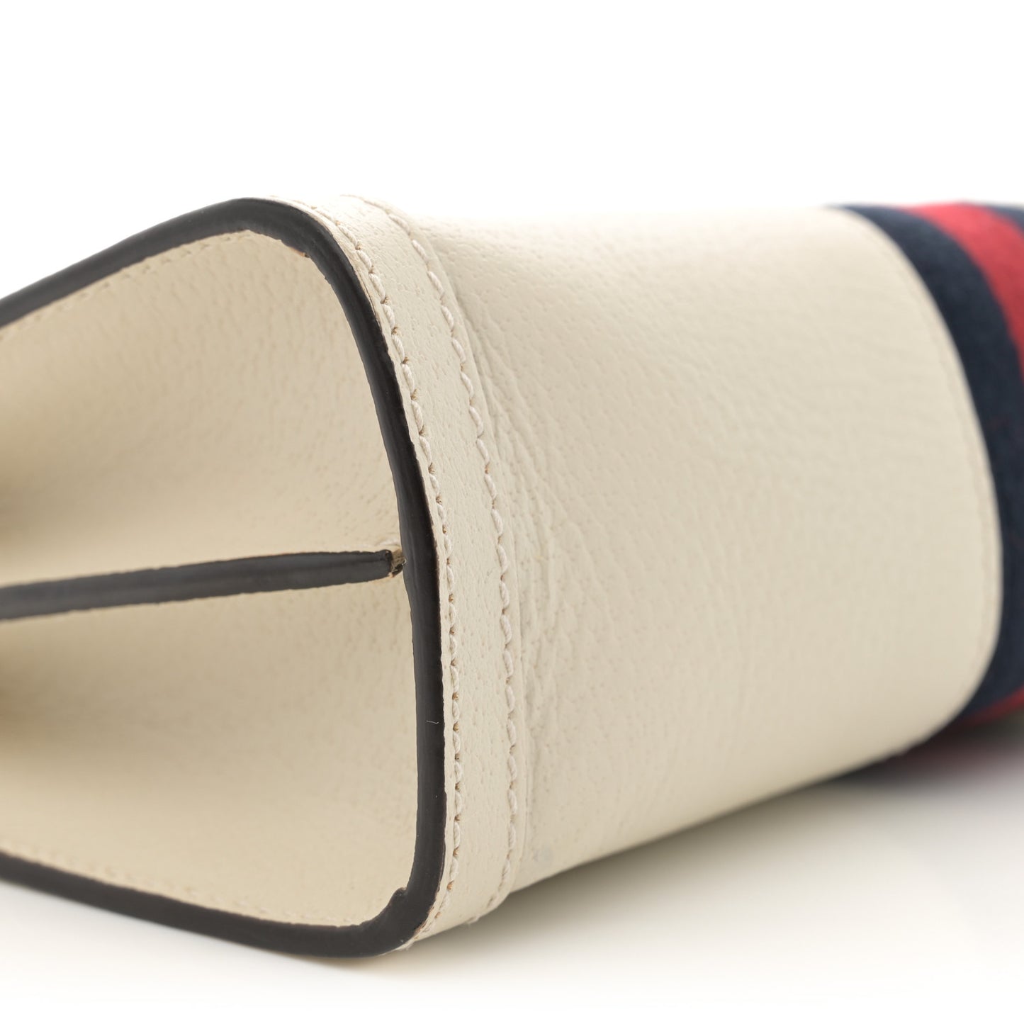 Textured Calfskin Web Small Ophidia Chain Shoulder Bag Mystic White