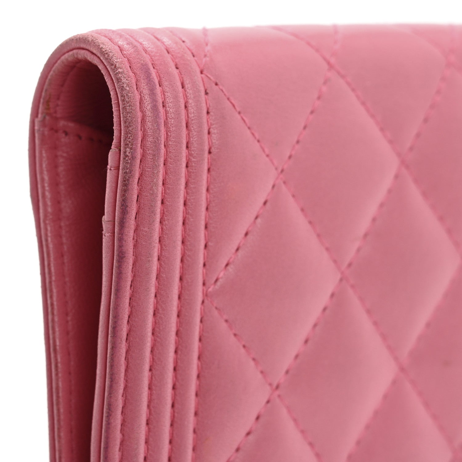 Chanel Lambskin Quilted Boy Yen Wallet Pink 14 of 17