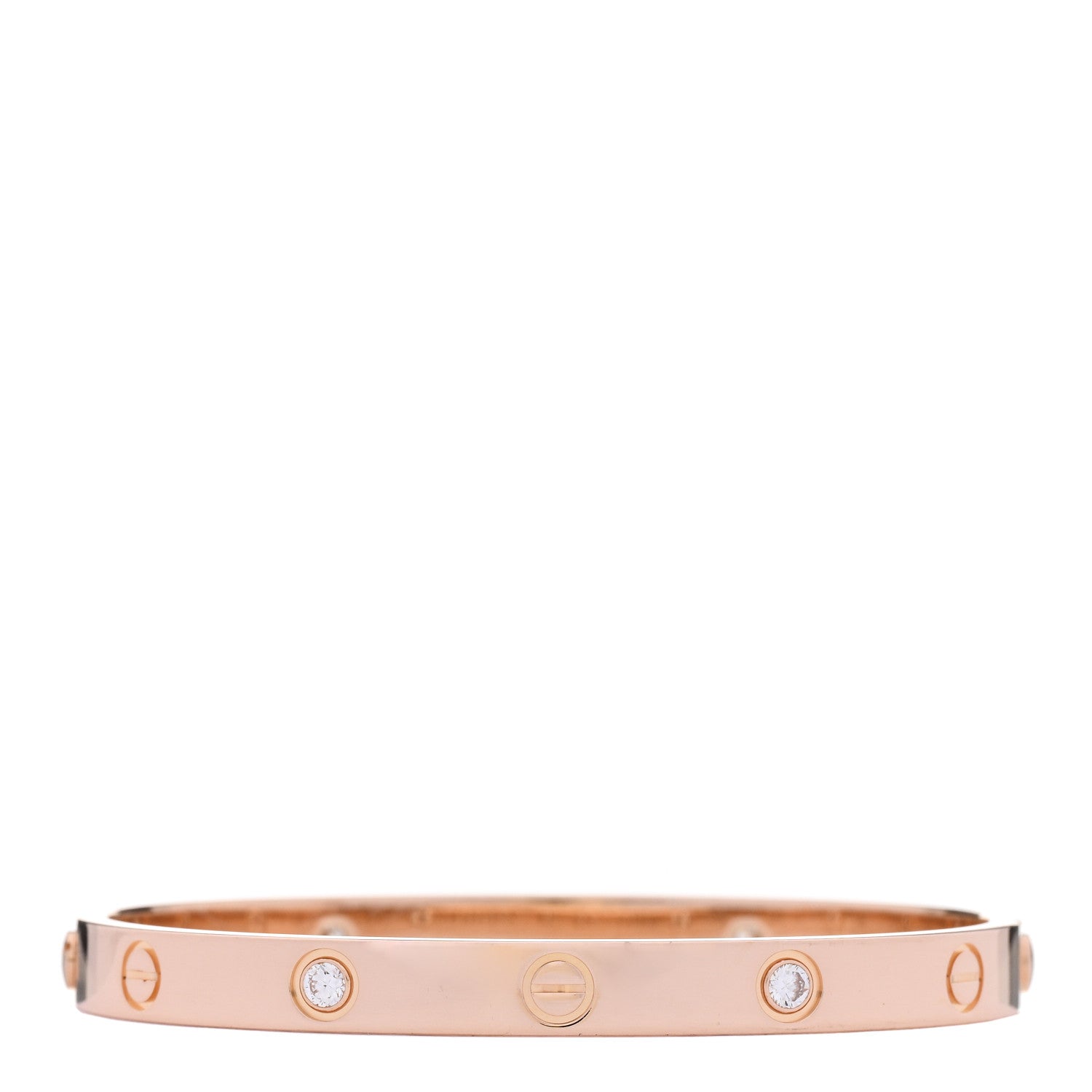 Cartier 18K Pink Gold 4 Diamond LOVE Bracelet 17 2 of 8