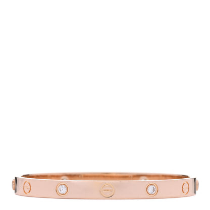 Cartier 18K Pink Gold 4 Diamond LOVE Bracelet 17 2 of 8