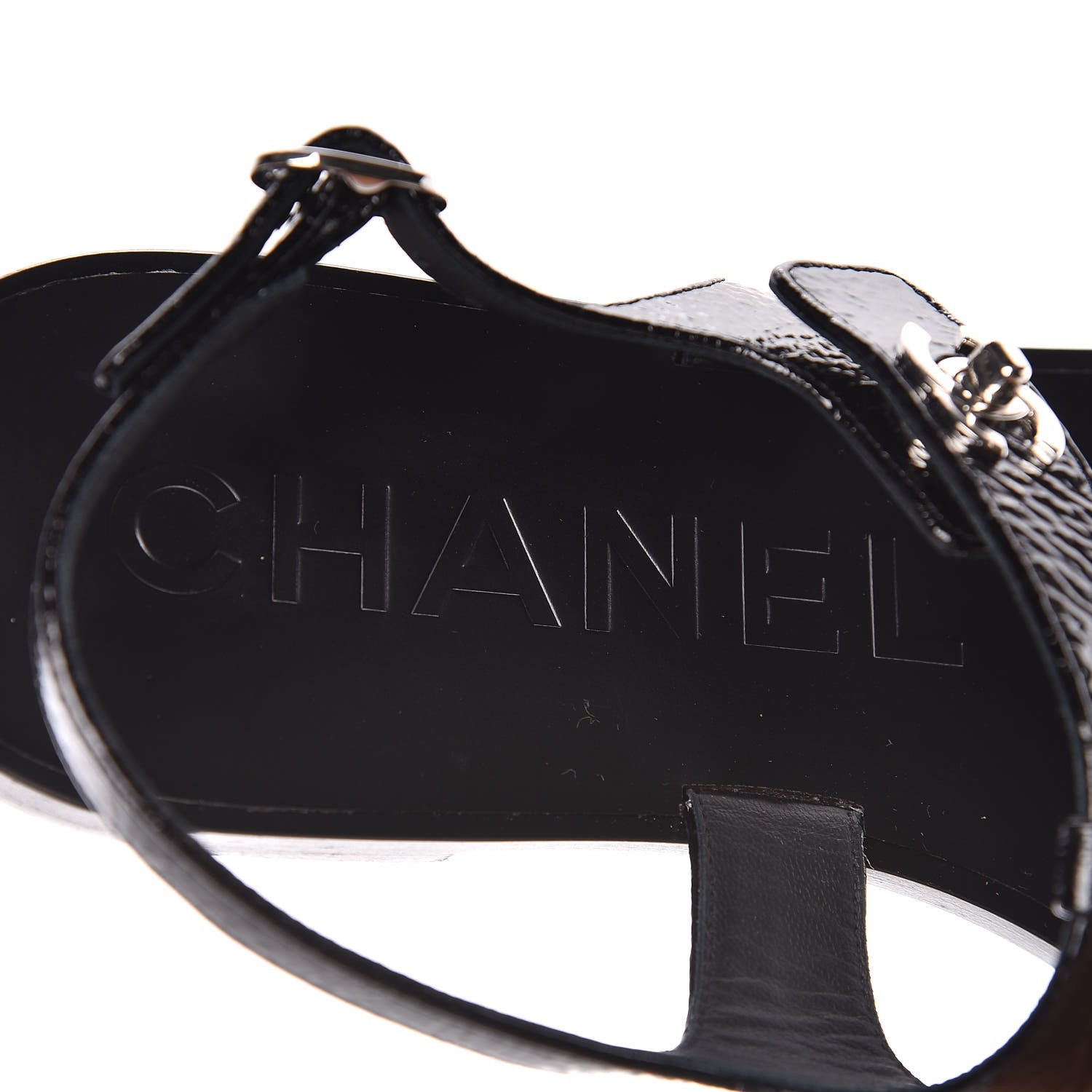 Chanel Patent Goatskin CC Thong Sandals 40.5 Black 7 of 9