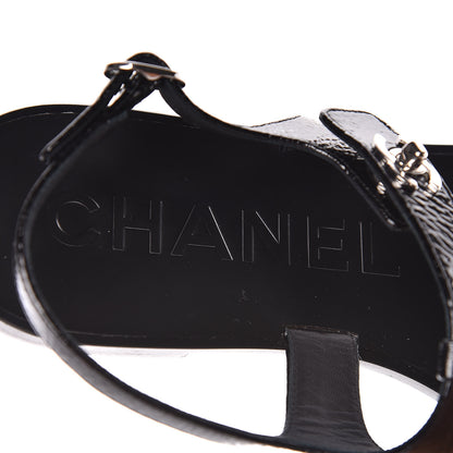 Chanel Patent Goatskin CC Thong Sandals 40.5 Black 7 of 9