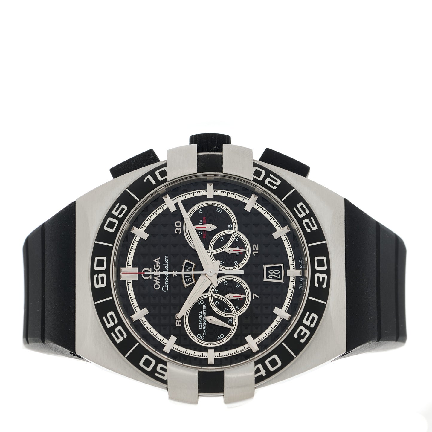 Stainless Steel Rubber 44mm Constellation Double Eagle Chronograph Automatic Watch Black 121.32.44.52.01.001