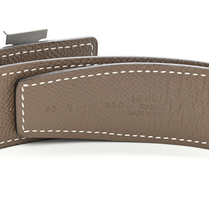 Hermes Box Togo 32mm H Belt 85 Black Etoupe 5 of 6