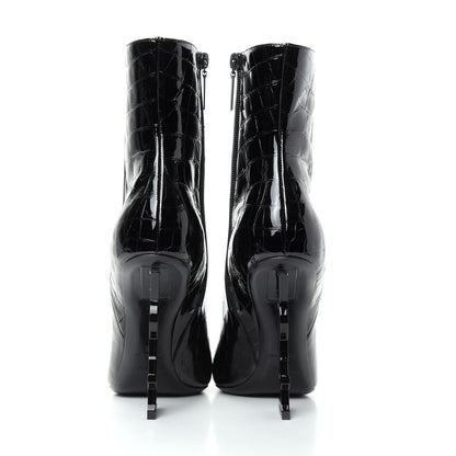 Saint Laurent Alligator Embossed Patent Calfskin Opyum 110 Ankle Boots 39 Black 7 of 11