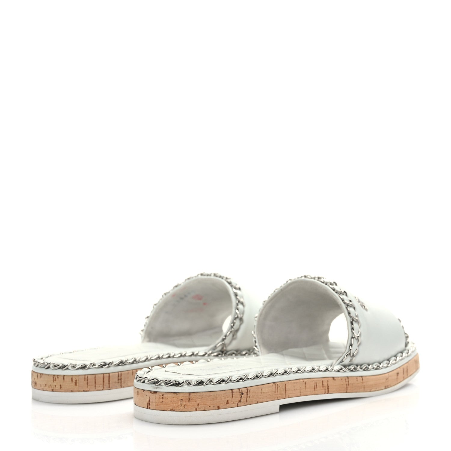 Chanel Lambskin Chain Cork Slide Sandals 41 White 4 of 8