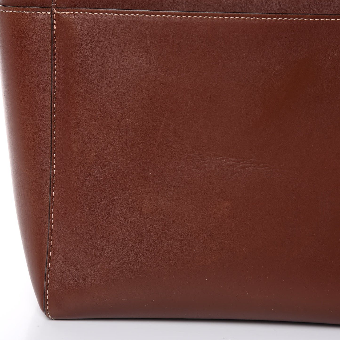 Natural Calfskin Sangle Bucket Bag Dark Brown