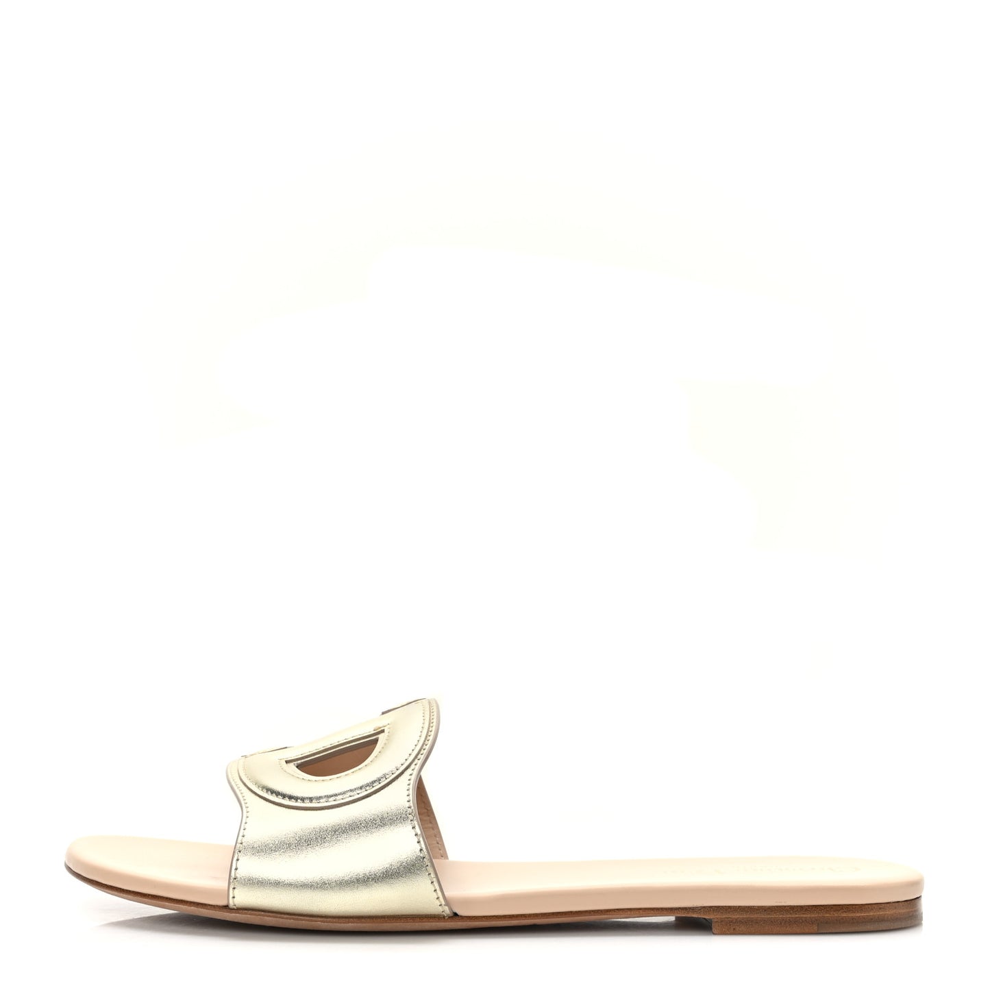 Metallic Calfskin D-Club Mule Sandal 41.5 Light Gold