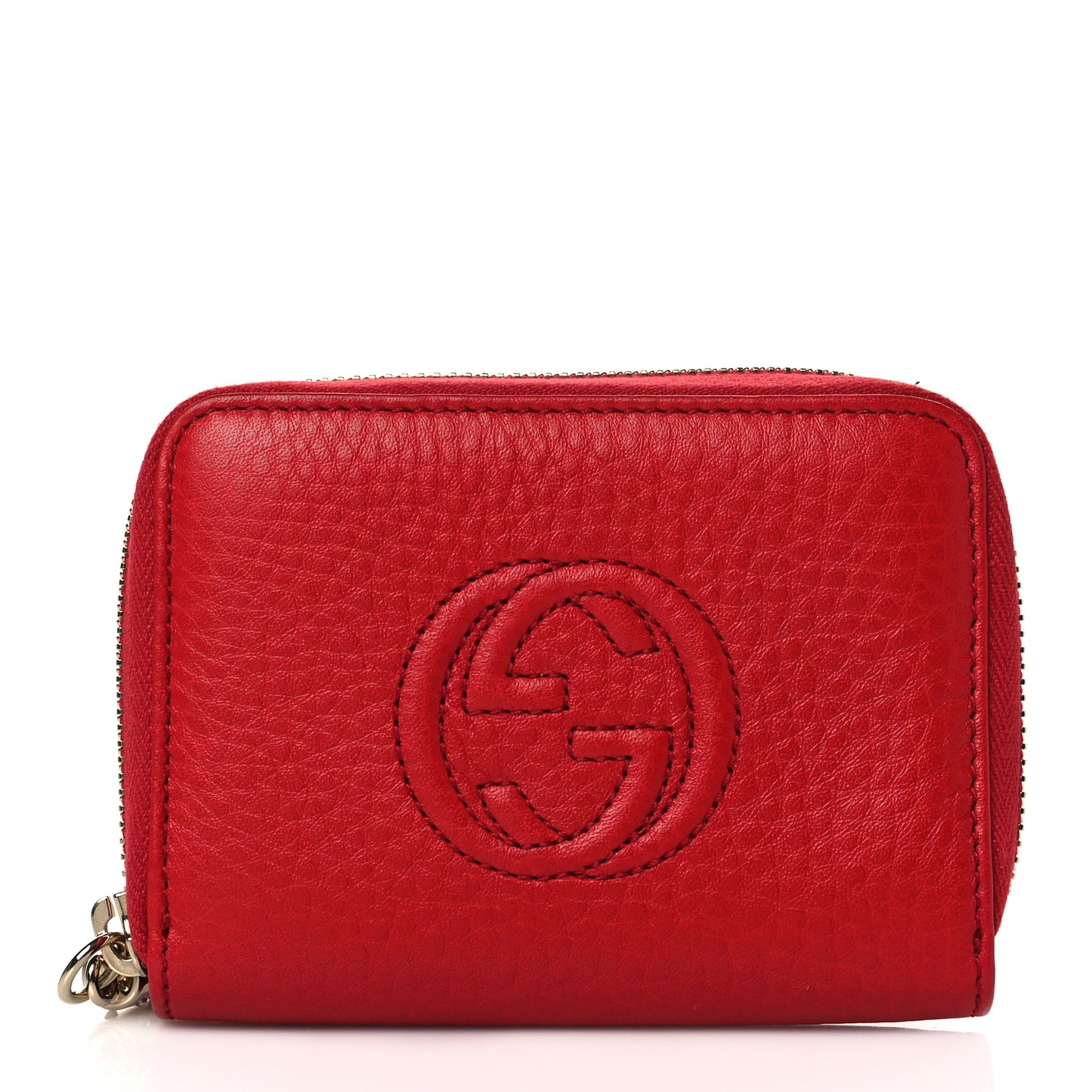 Pebbled Calfskin Soho Compact Disco Zip Around Wallet Tabasco Red