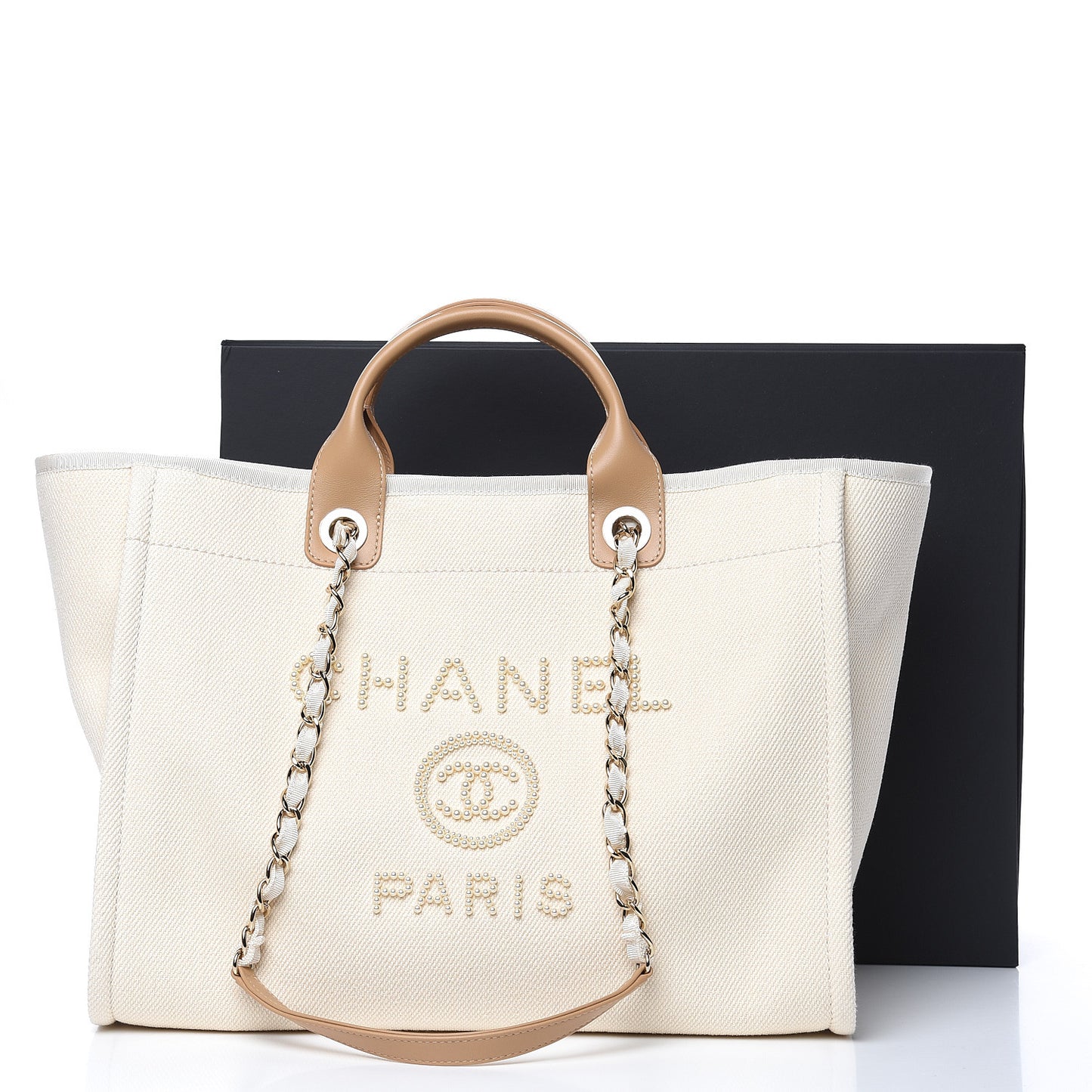 Canvas Pearl Large Deauville Tote Ecru Beige