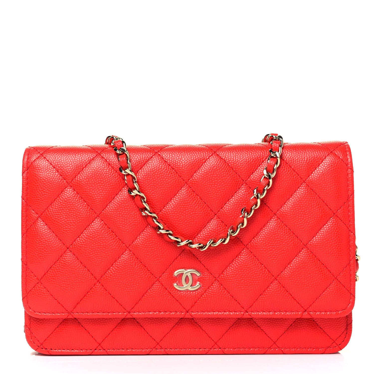 Chanel Caviar Quilted Wallet On Chain WOC Red 1 of 9