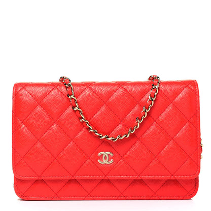 Chanel Caviar Quilted Wallet On Chain WOC Red 1 of 9