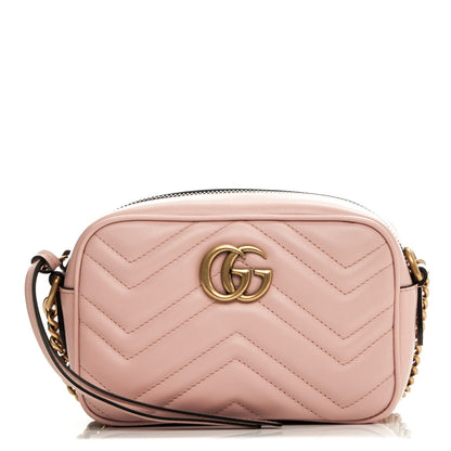 Gucci Calfskin Matelasse Mini GG Marmont Chain Shoulder Bag Perfect Pink 1 of 7