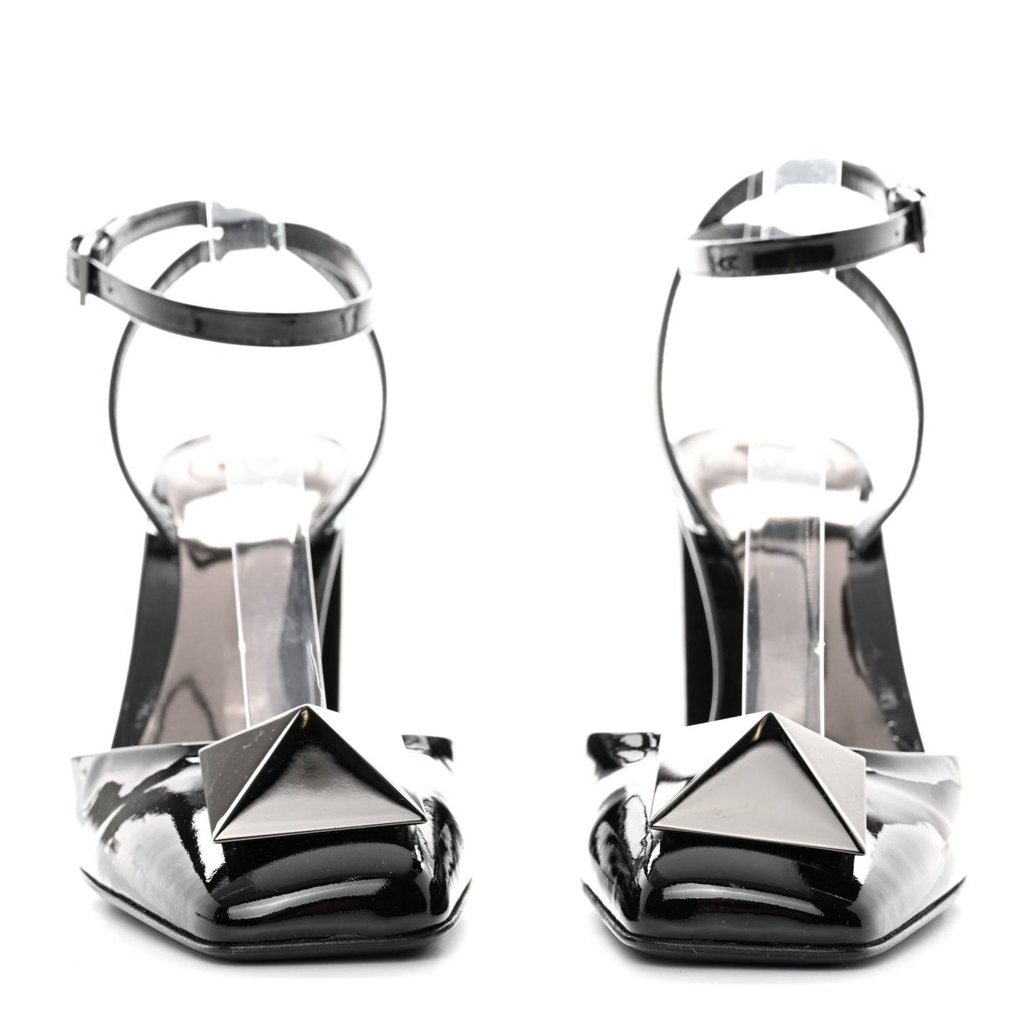 Patent Tonal One Stud Ankle Strap 90mm Block Heel Pumps 39 Black