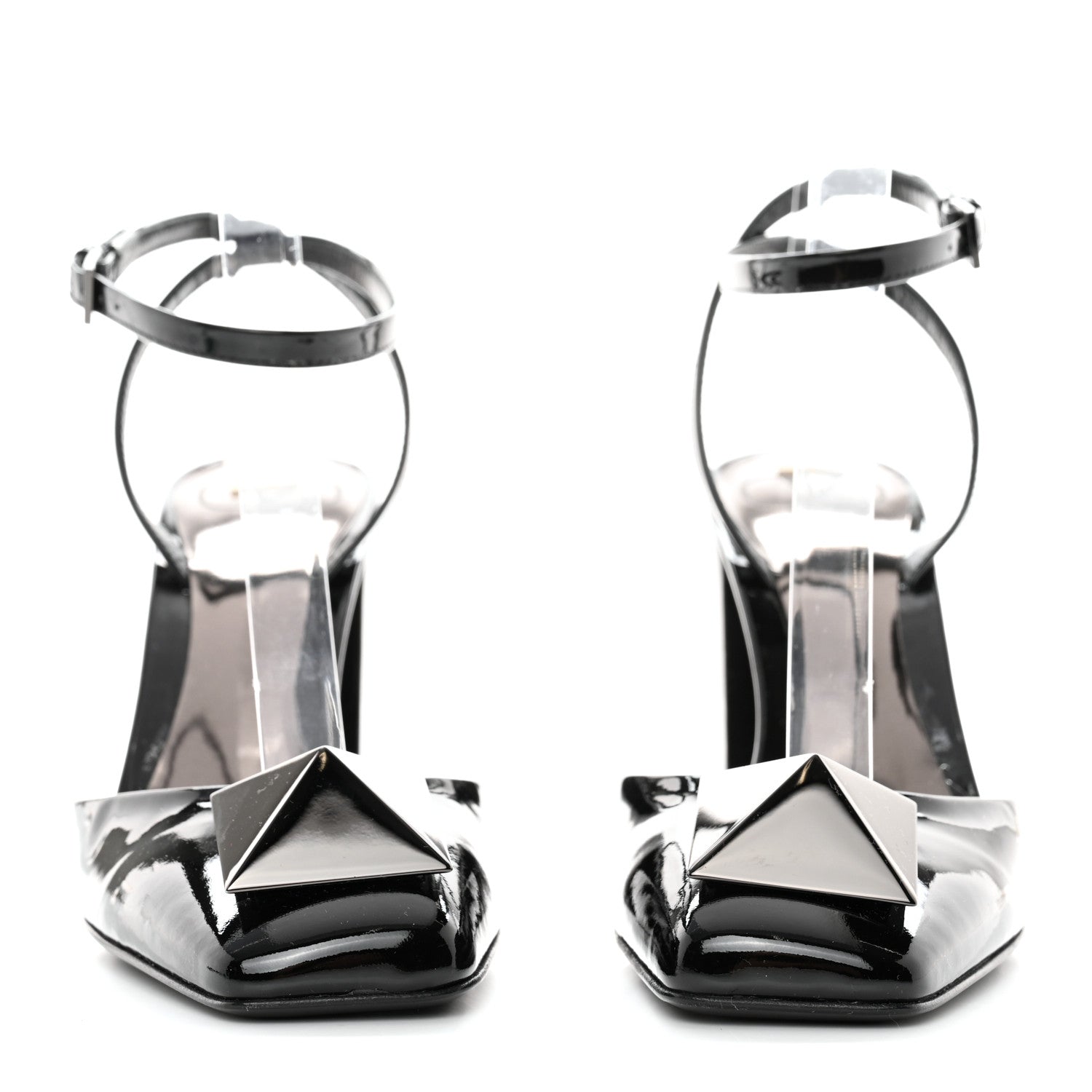 Valentino Garavani Patent Tonal One Stud Ankle Strap 90mm Block Heel Pumps 39 Black 2 of 11