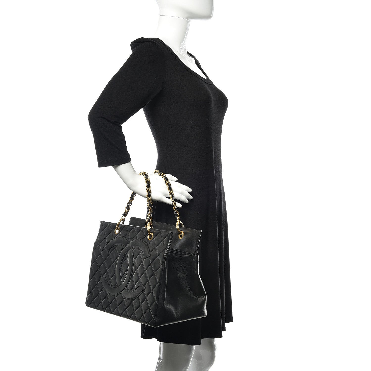 Chanel Lambskin Quilted Grand Shopping Tote GST Black 2 of 15