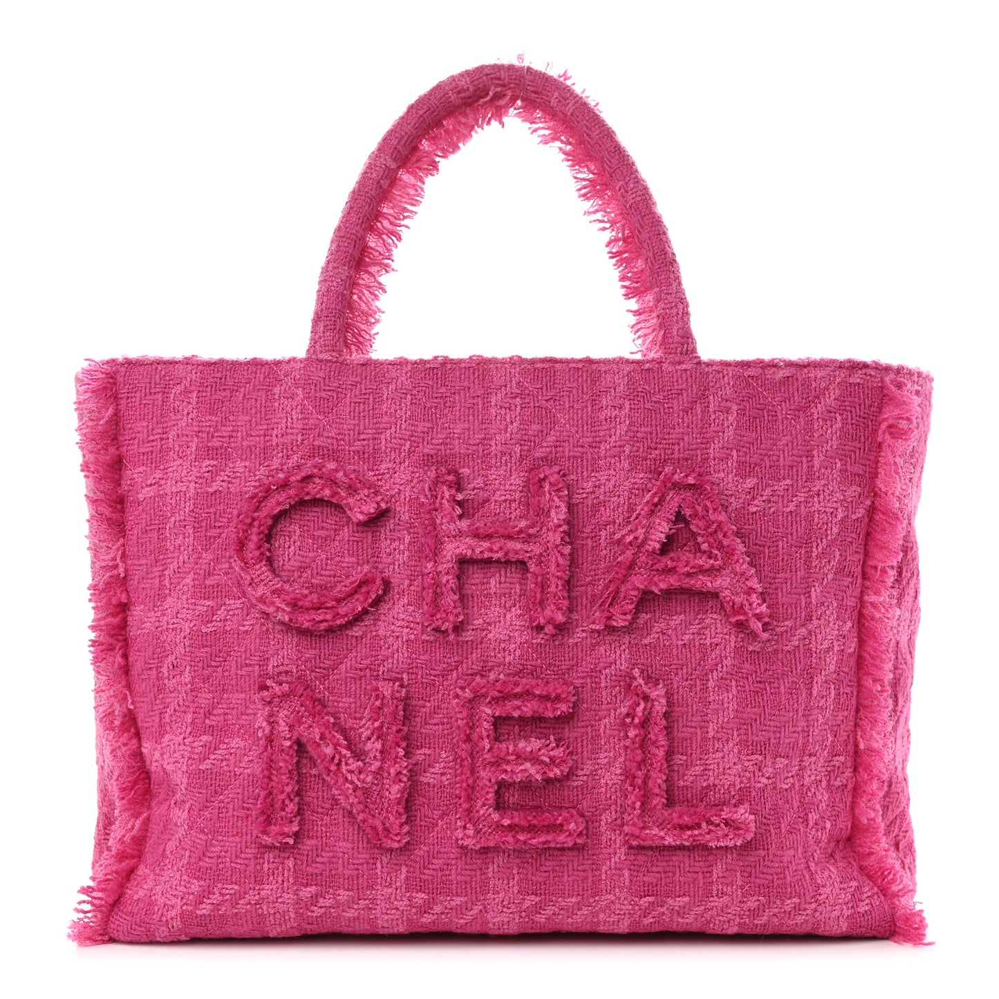 Wool Tweed Large Zipped Shopping Tote Pink