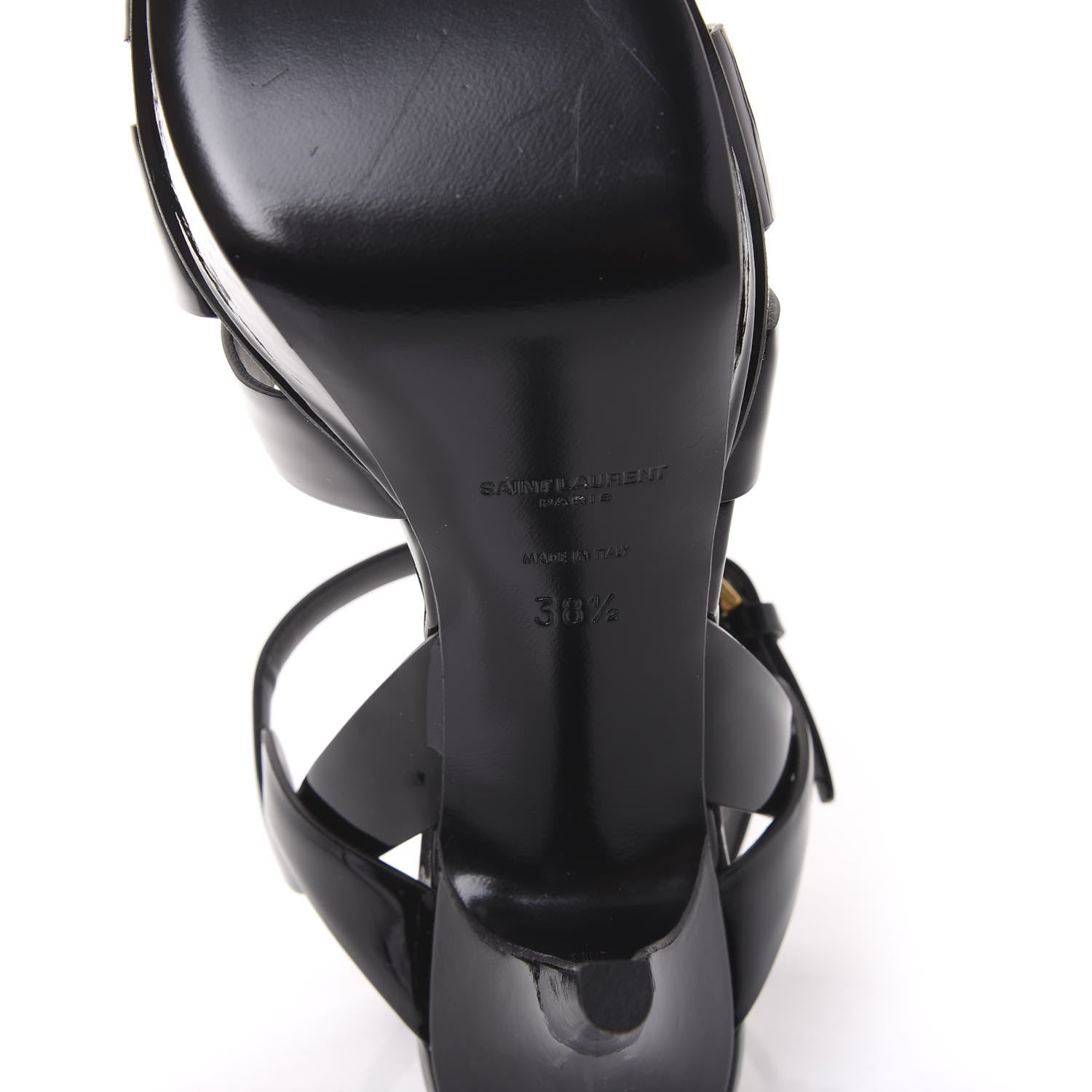 Saint Laurent Patent Tribute 75 Platform Sandals 38.5 Black 6 of 8
