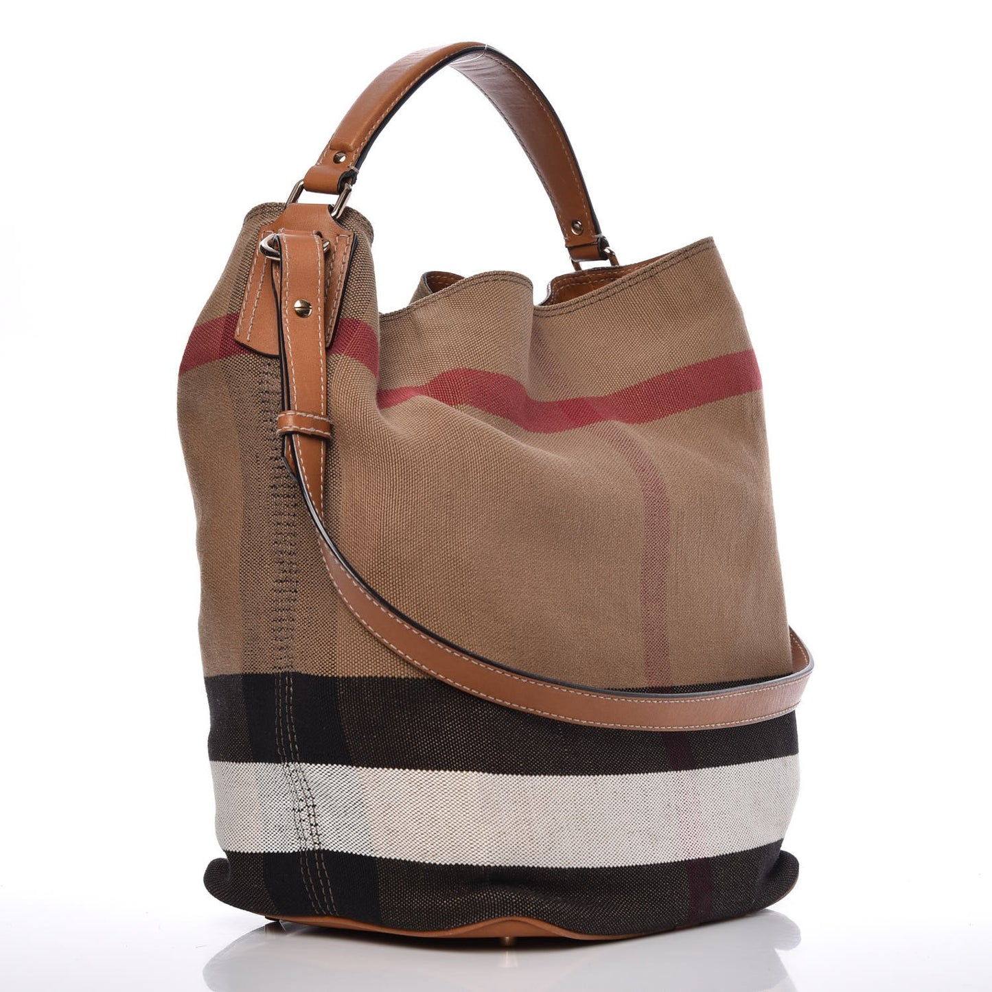 Canvas Mega Check Medium Ashby Hobo Saddle Brown