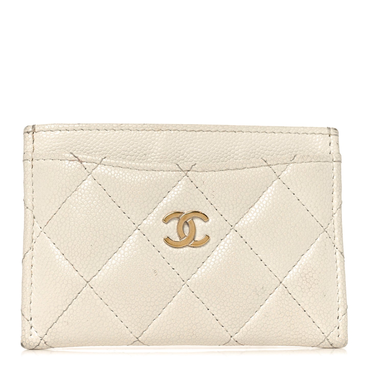 Caviar Quilted Card Holder White