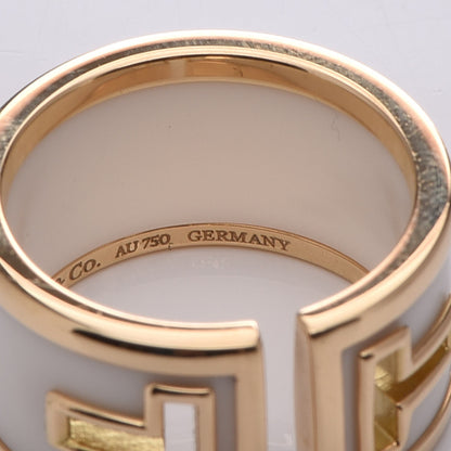 Tiffany 18K Yellow Gold White Ceramic T Cutout Ring 52 6 7 of 8