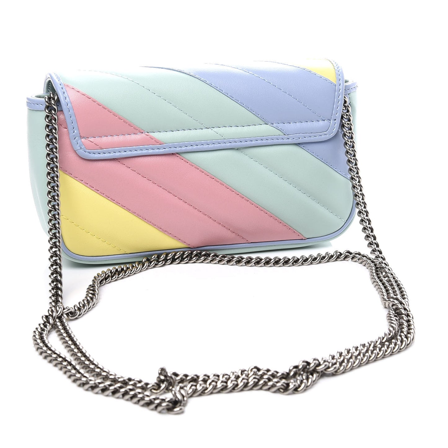 Calfskin Matelasse Diagonal Super Mini GG Marmont Shoulder Bag Multicolor Pastel