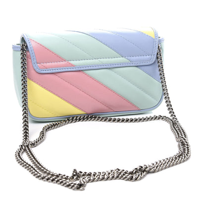 Gucci Calfskin Matelasse Diagonal Super Mini GG Marmont Shoulder Bag Multicolor Pastel 2 of 9