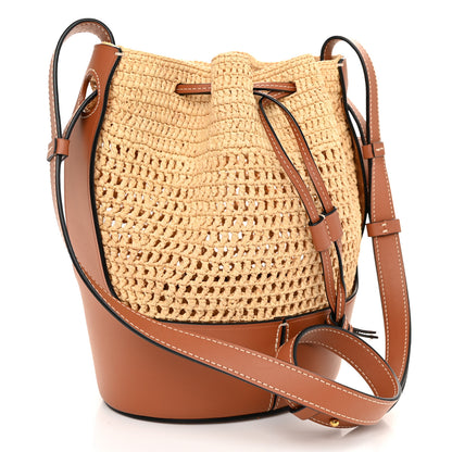 Loewe Raffia Calfskin Balloon Bucket Bag Natural Tan 3 of 9