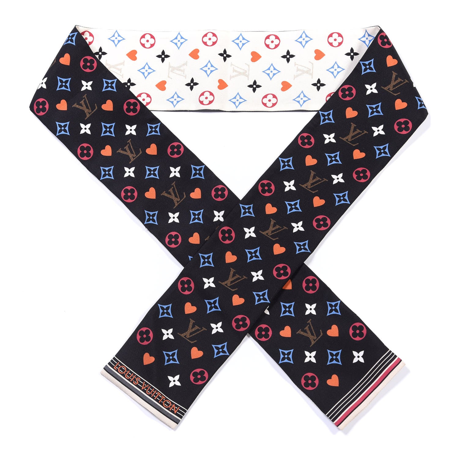 Louis Vuitton Silk Game On Bandeau Black White 1 of 3