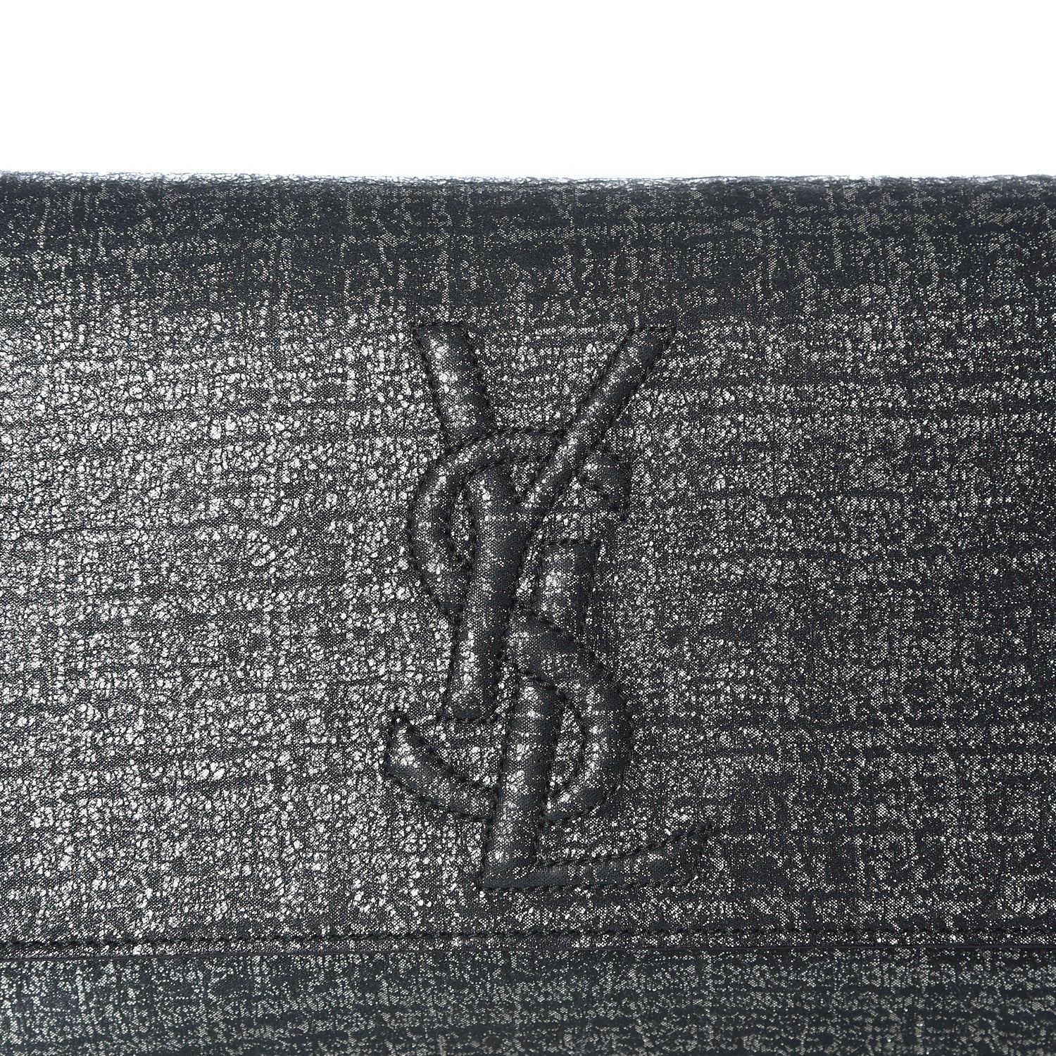 Saint Laurent Metallic Textured Large Belle De Jour Clutch Dark Silver 8 of 8