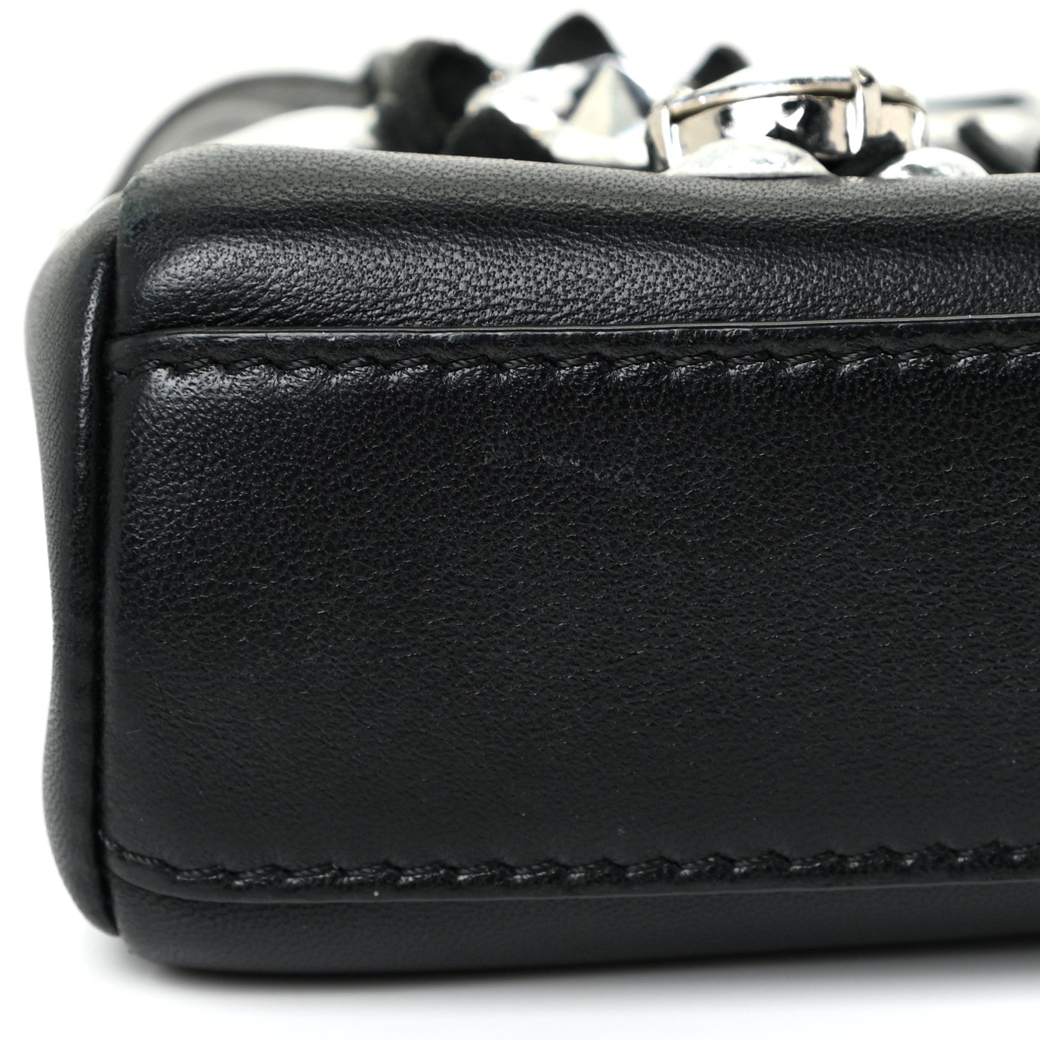Fendi Nappa Crystal Flowerland Micro Peekaboo Iconic Satchel Black 10 of 12