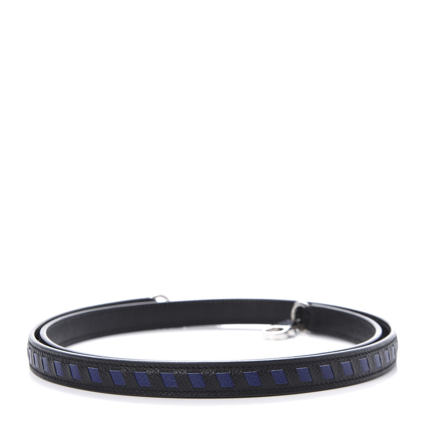 Epsom 16mm Tressage Shoulder Strap Black Bleu Indigo