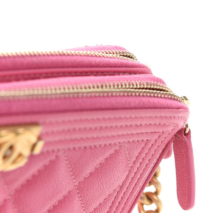 Chanel Caviar Quilted Small Boy Clutch With Chain Pink 14 of 14