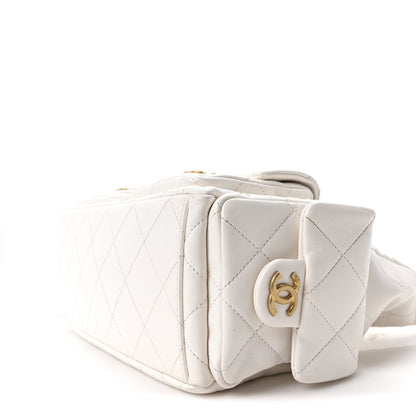 Chanel Shiny Lambskin Quilted Trendy Pockets Hobo White 10 of 10