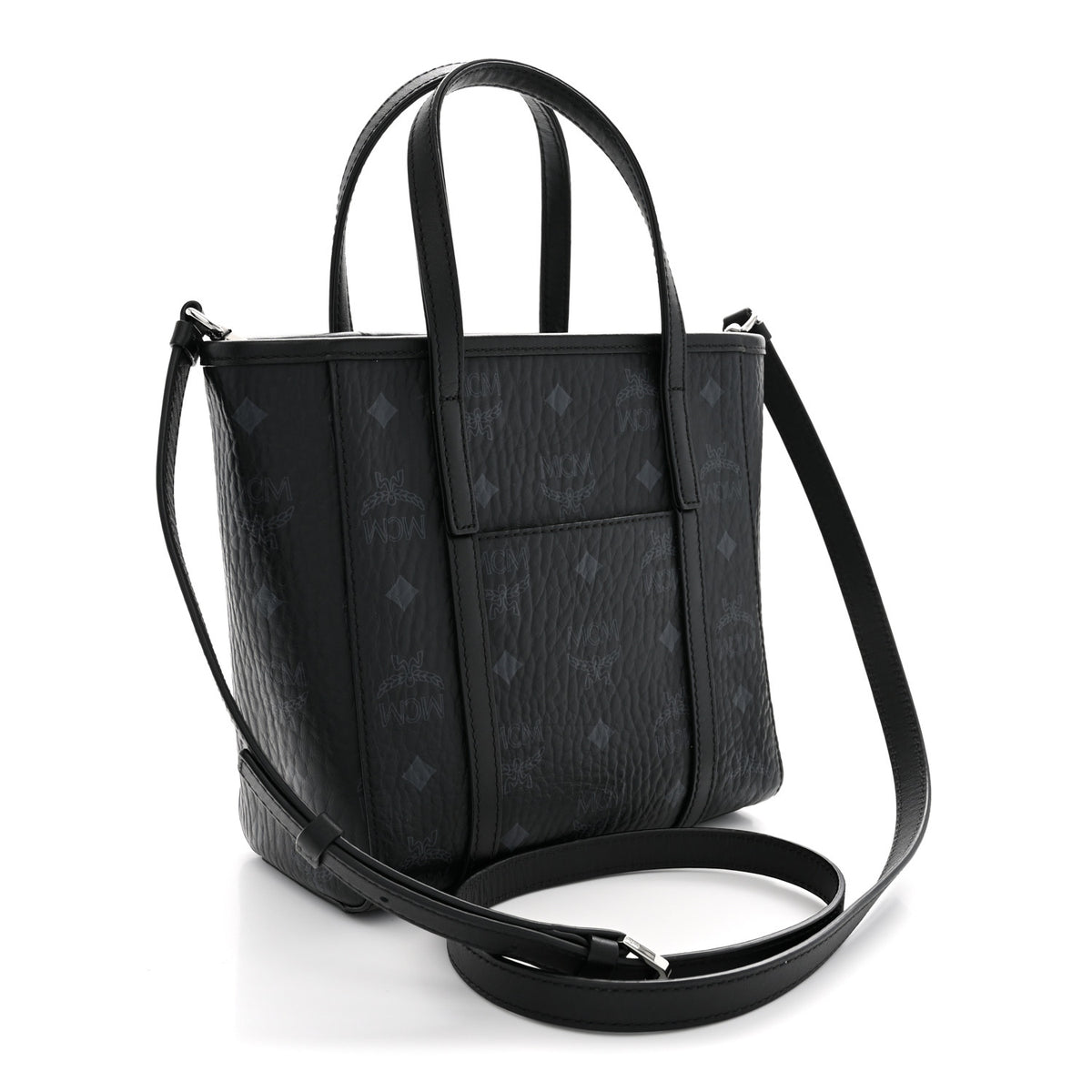 MCM Visetos Mini Toni Shopper Tote Black 3 of 9
