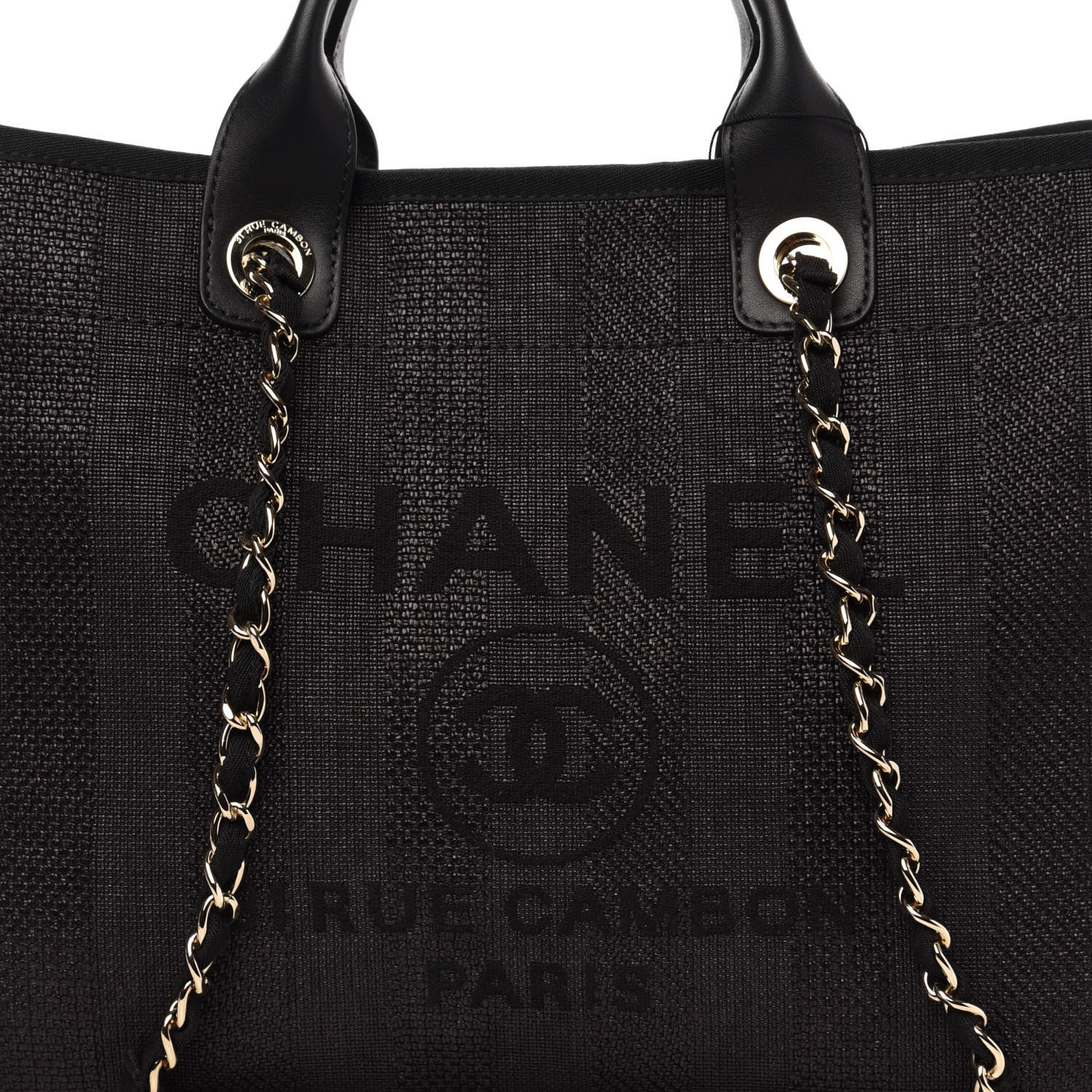 Chanel Mixed Fibers Calfskin Striped Medium Deauville Tote Black 11 of 11