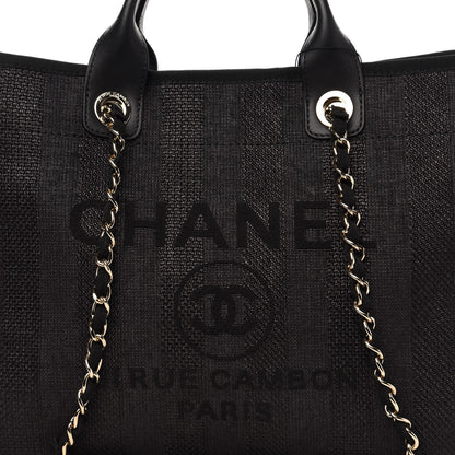Chanel Mixed Fibers Calfskin Striped Medium Deauville Tote Black 11 of 11