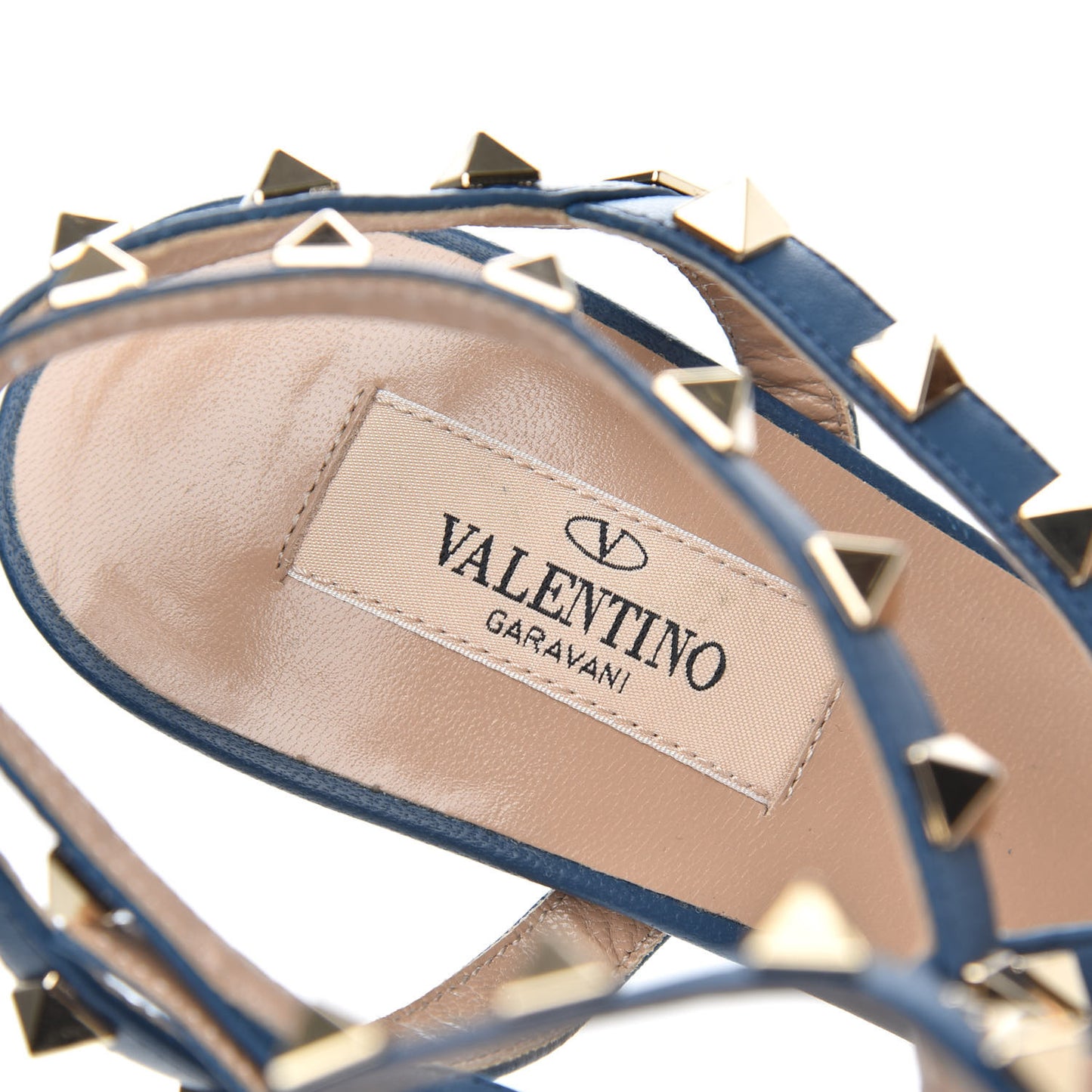 Suede Rockstud Ankle Strap 65mm Pumps 38.5 Peacock