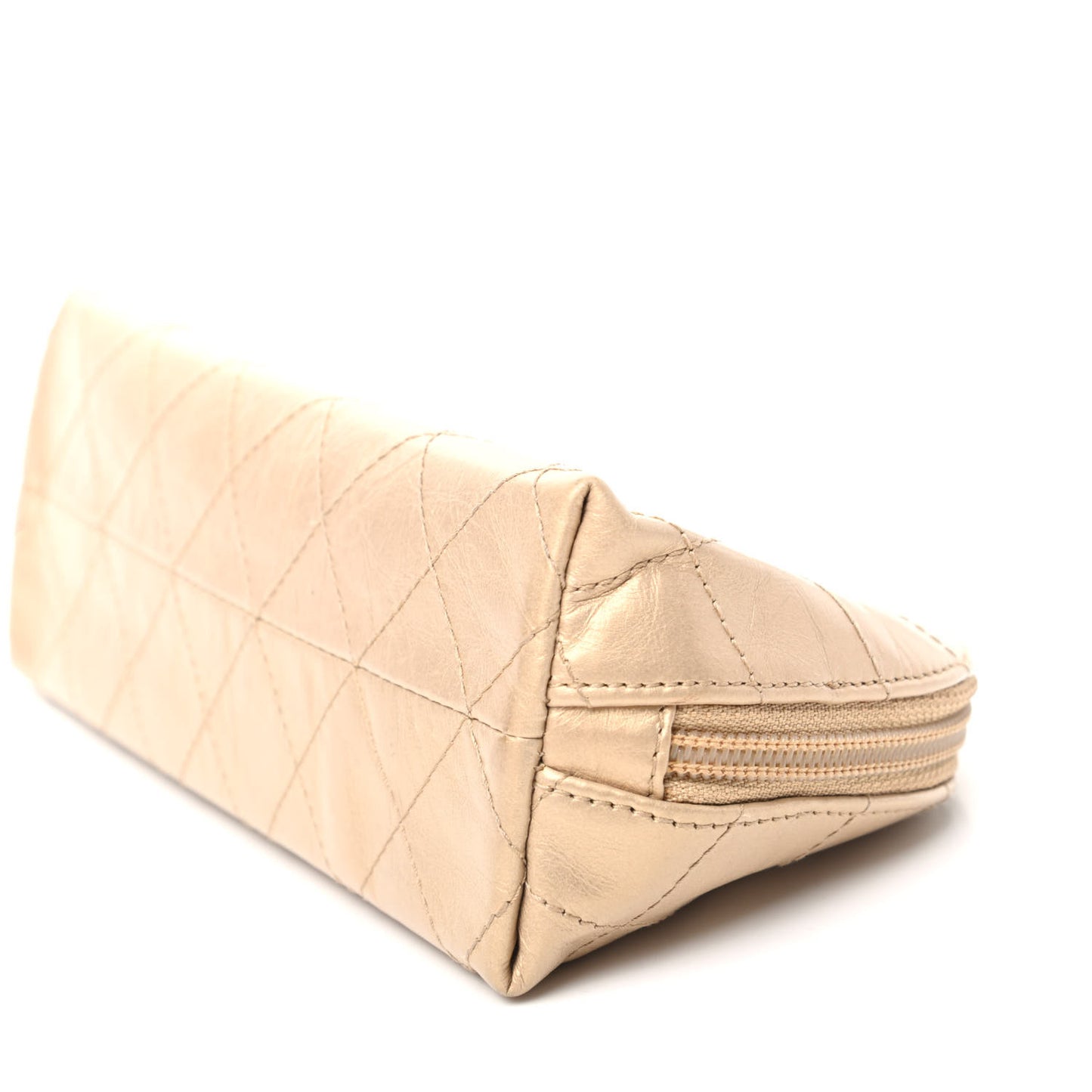 Metallic Aged Calfskin Quilted Palette Cosmetic Case Gold
