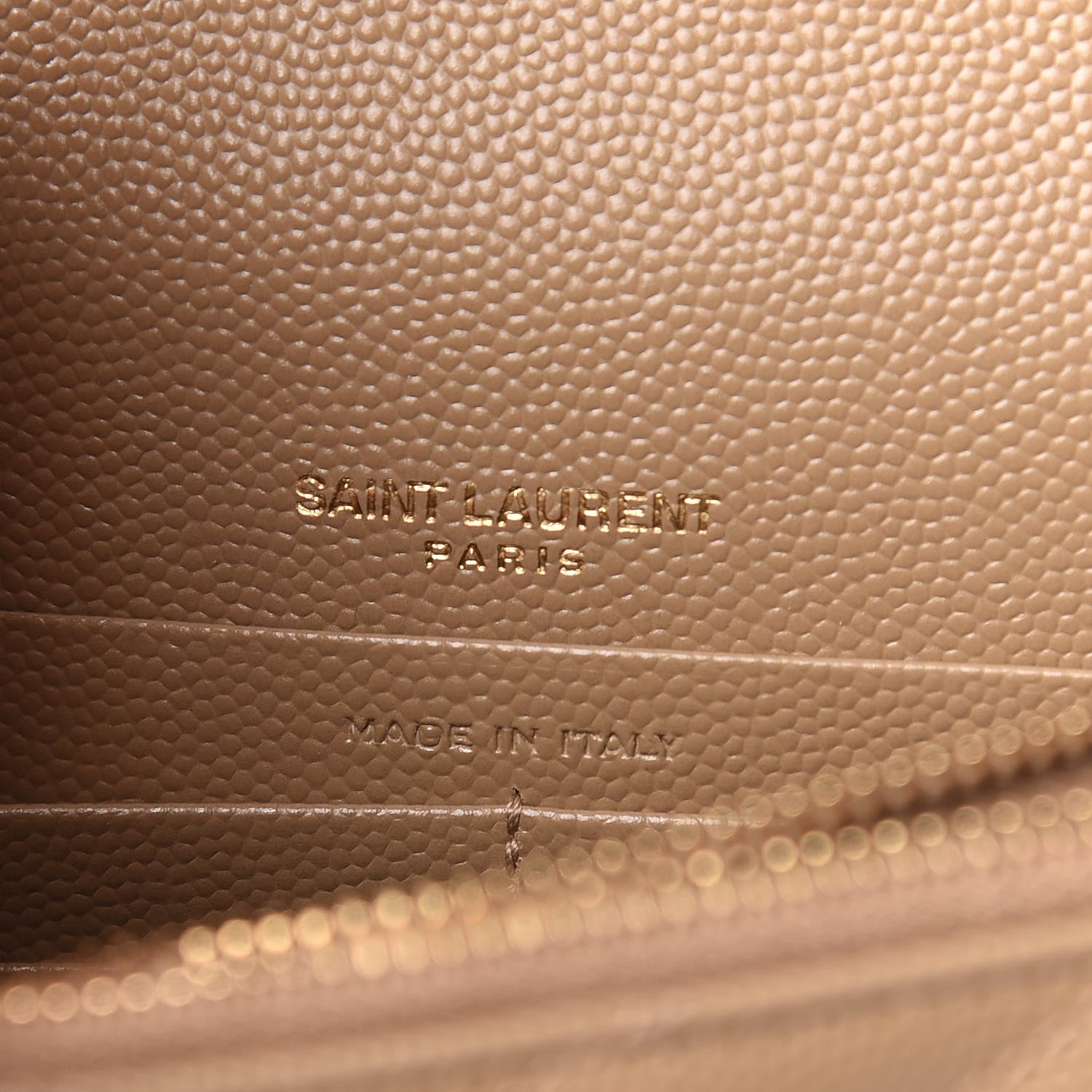 Saint Laurent Grain De Poudre Matelasse Chevron Monogram Envelope Chain Wallet Dark Latte 8 of 12