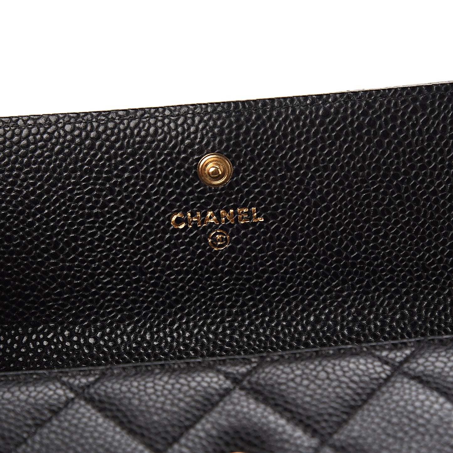 Caviar Quilted Large Gusset Flap Wallet Black