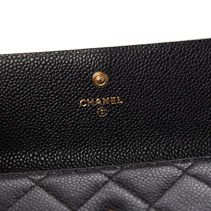 Chanel Caviar Quilted Large Gusset Flap Wallet Black 5 of 7