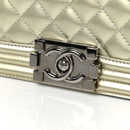 Chanel Metallic Patent Calfskin Quilted Medium Boy Flap Silver 10 of 16