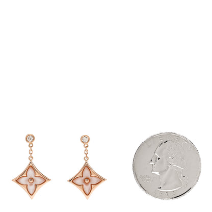 Louis Vuitton 18K Pink Gold Diamond Pink Mother of Pearl Color Blossom BB Star Earrings 2 of 4