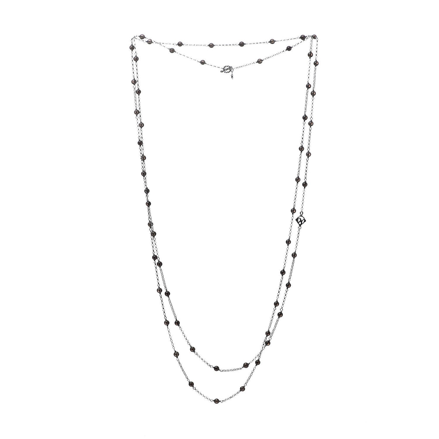 Sterling Silver Smoky Quartz Station Chain Necklace