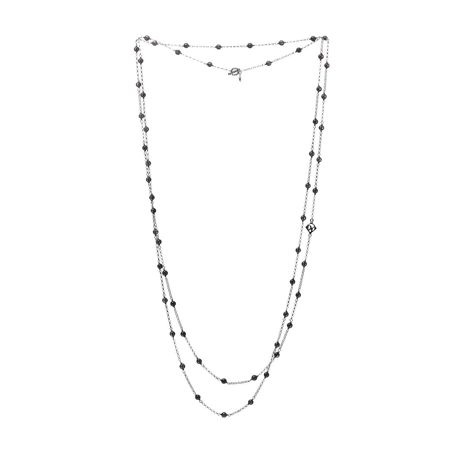 David Yurman Sterling Silver Smoky Quartz Station Chain Necklace 3 of 5