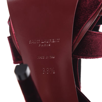 Saint Laurent Velvet Tribute 105 Platform Sandals 38.5 Burgundy 6 of 10