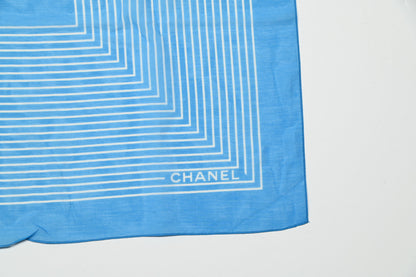 Chanel Cotton Silk CC Scarf Blue 3 of 5